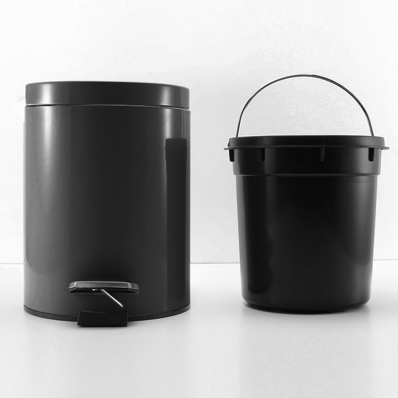 12L Stainless Steel Pedal Bin Black Hands Free Soft Close Removable Inner Bin