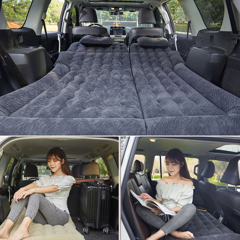 2X Black Inflatable Car Boot Mattress PVC Flocking Air Bed Camping Travel