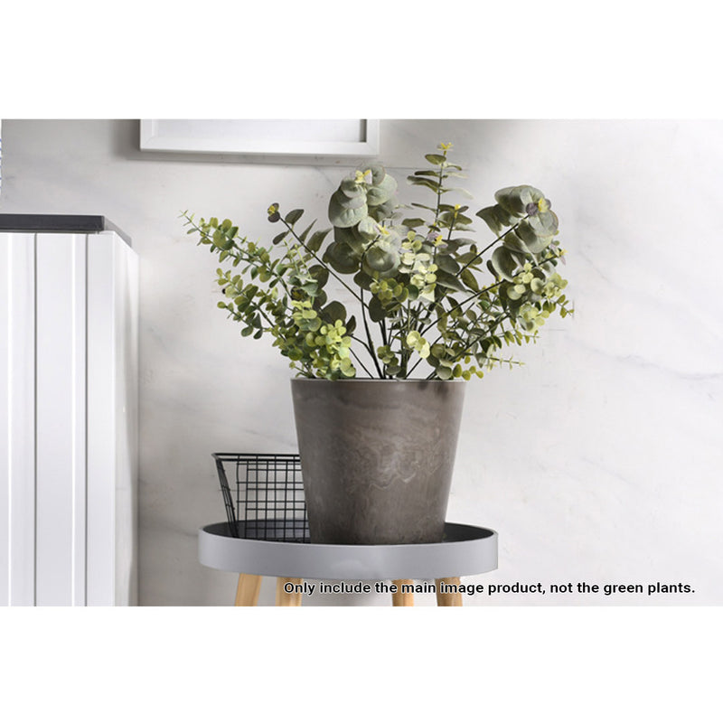 2X 27cm Rock Grey Tapered Round PP Resin Planter Concrete Look No Drainage