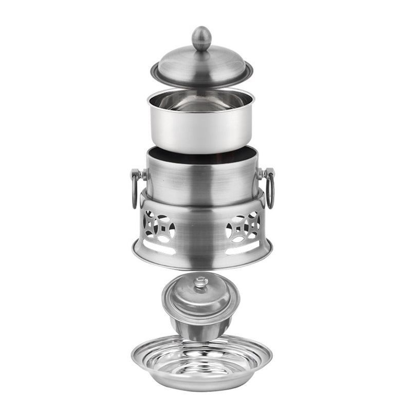 Stainless Steel Mini Single Person Shabu Hot Pot Alcohol Stove Burner Lid 20cm