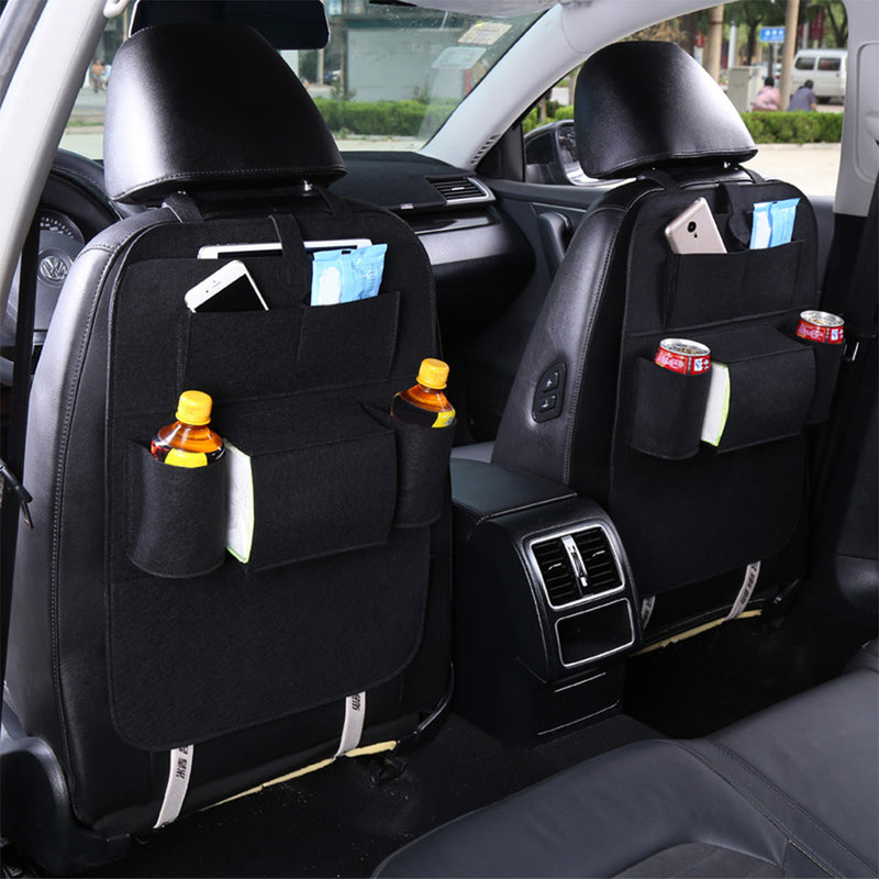 PVC Leather Car Back Seat Storage Organizer Multi-Pocket iPad Holder Black