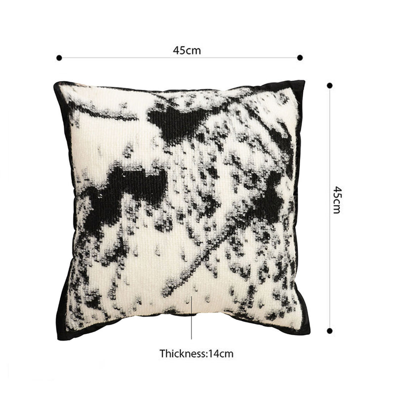 45cm Light Vintage Leopard Print Velvet Square Throw Pillow Black White