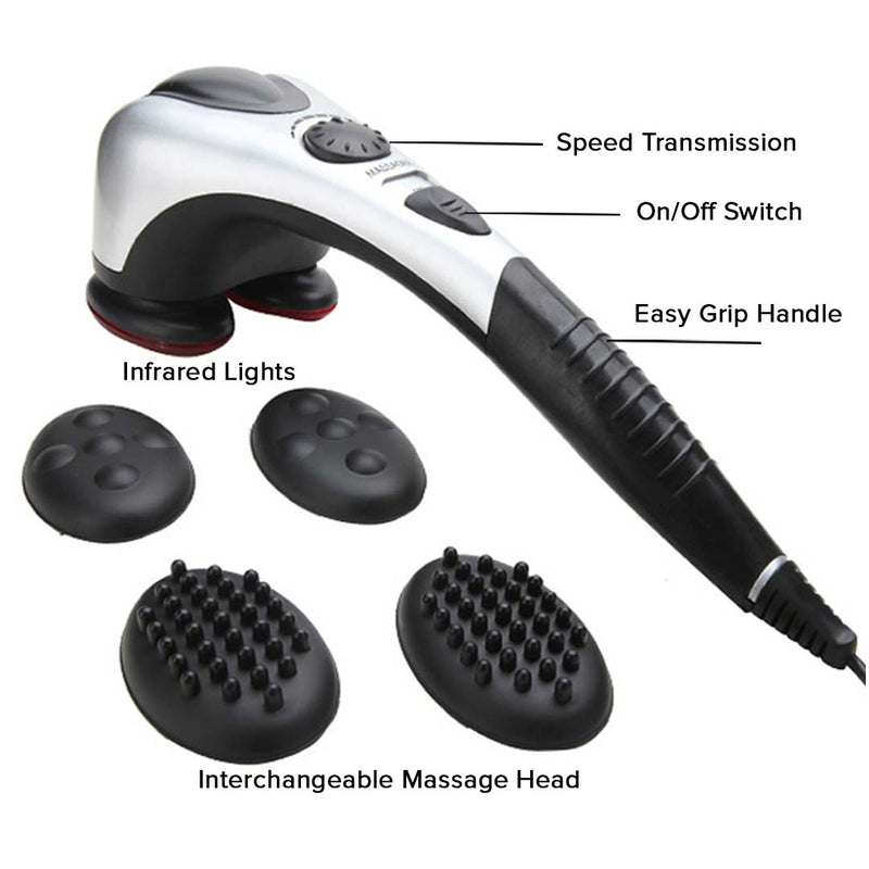 2X Deluxe Handheld Percussion Body Massager Soothing Heat 2 Attachment Sets