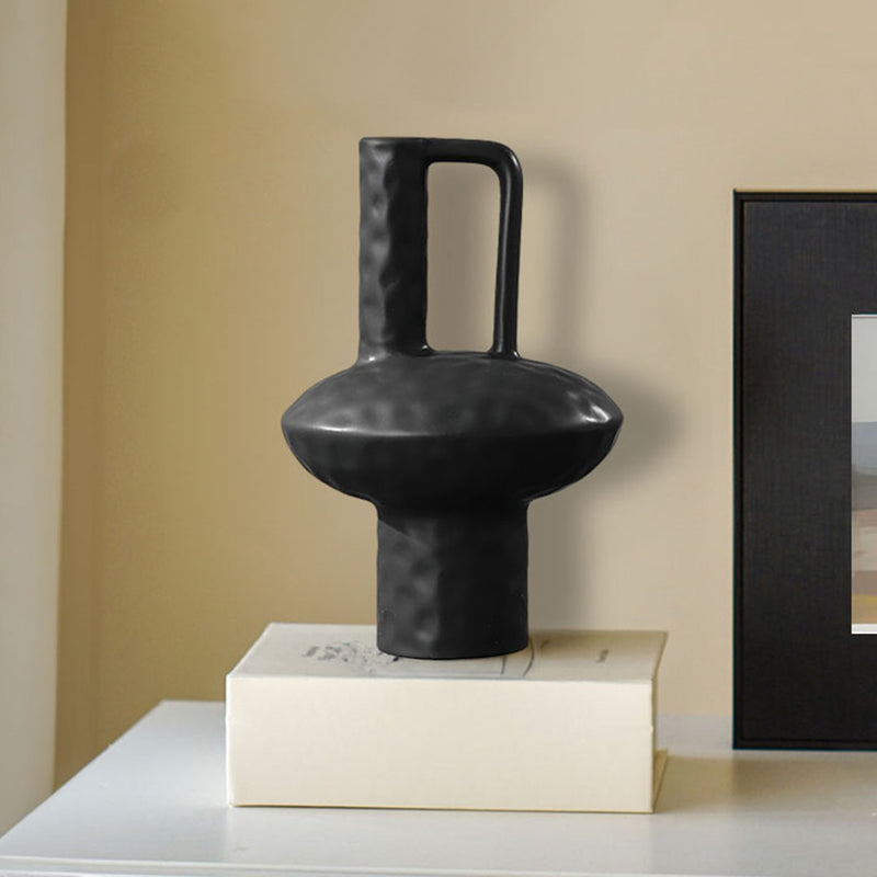 20x30cm Black Ceramic Handmade Vase Contemporary Minimalist Home Decor