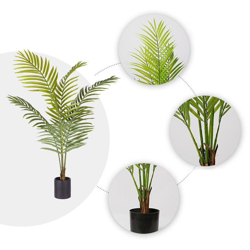 4X 120cm Artificial Areca Palm Trees With Black Cement Pots Realistic