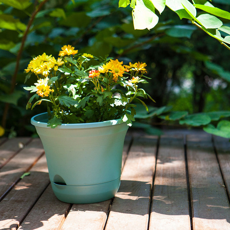 Blue Plastic Self Watering Planter Pot 19.5 cm Indoor Outdoor Garden Decor Set of 3