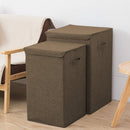 2X Medium Coffee Canvas Collapsible Laundry Hamper Foldable Storage Organizer