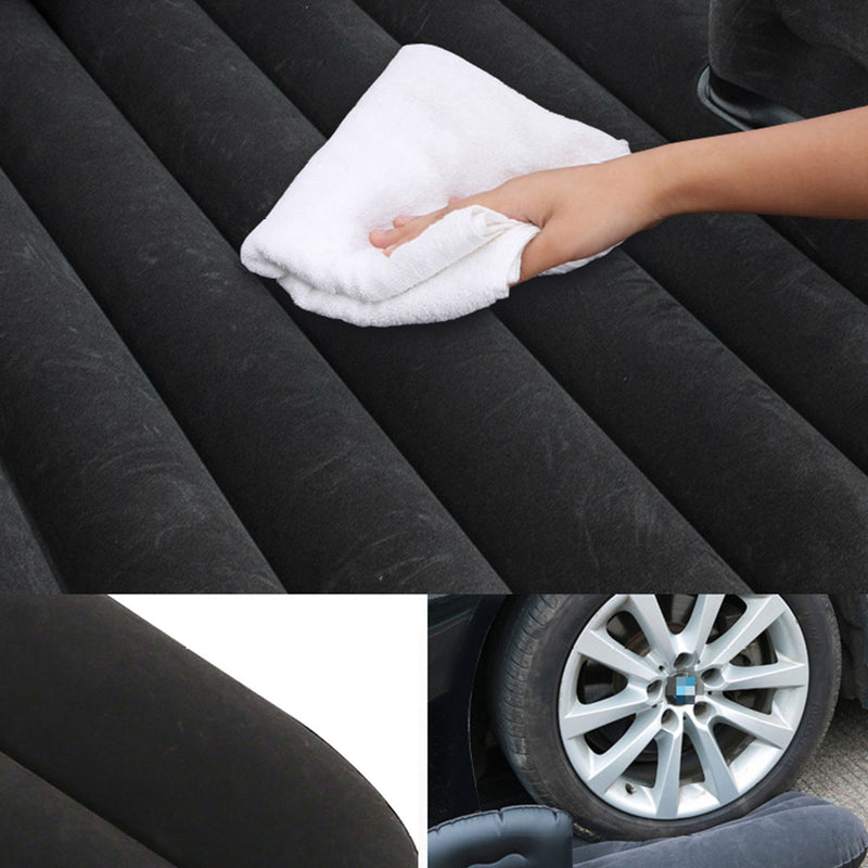 Inflatable Car Mattress PVC Flocked 132x80x10cm Black Includes Pump Pillows