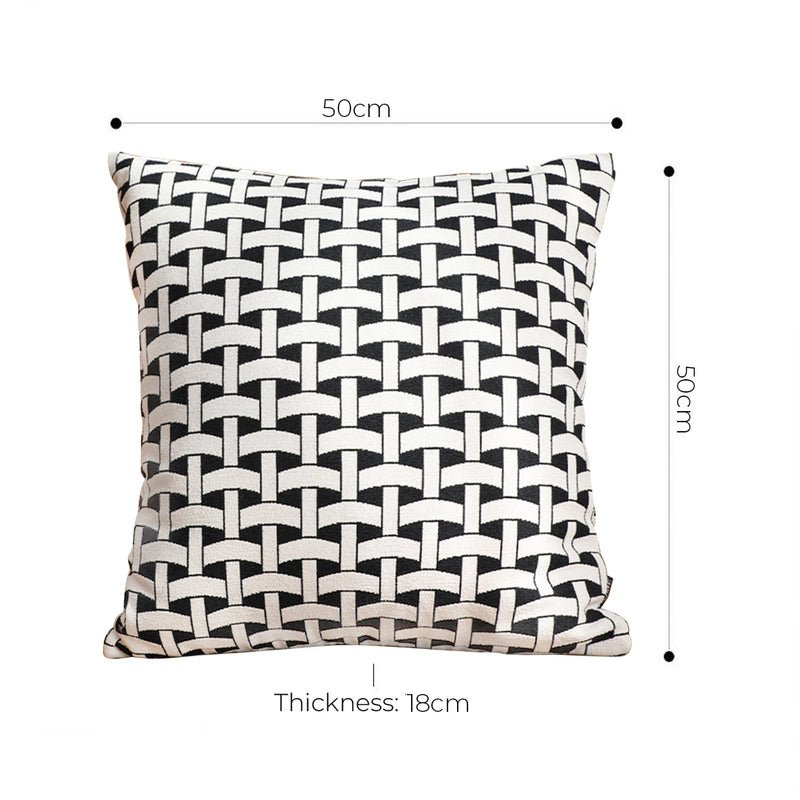 2X 50x50x18cm Black White Throw Pillow Polyester Cotton Thick Comfort