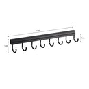 Wall Mounted Kitchen Utensil Rack Aluminum 41cm Space-Saving With Hooks Black