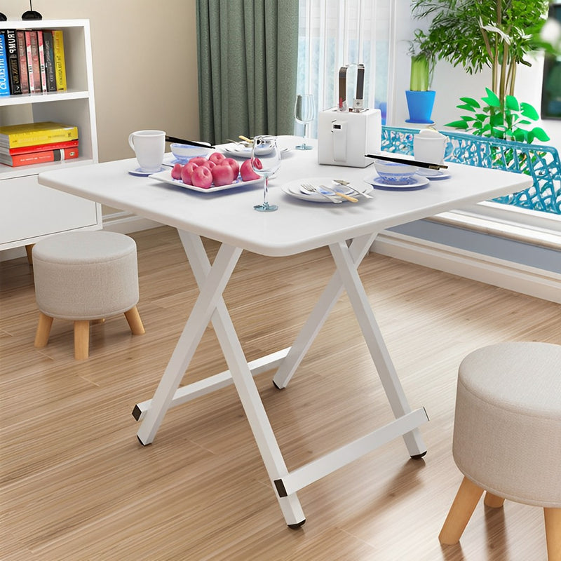 2X White Square Dining Table MDF Top Aluminum Legs 60x60x70cm Portable