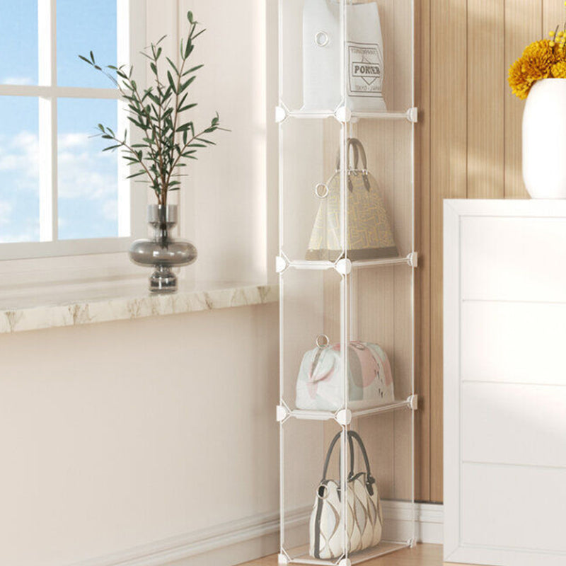 2X Portable 1 Tier PP Bag Box Stackable Cubby Organiser Transparent 71x47x37cm