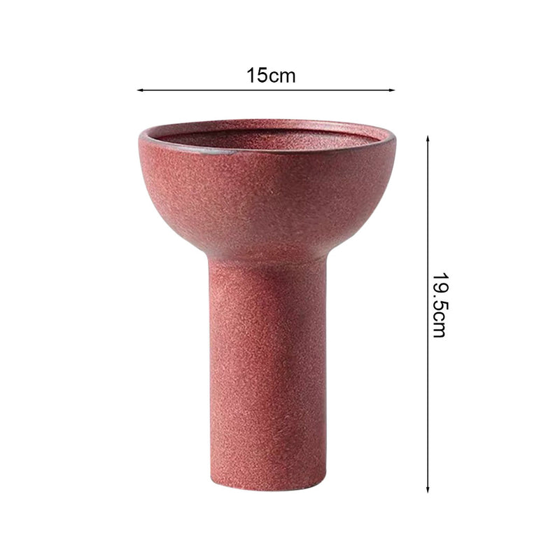 2X Ceramic Vase Fruit Bowl 15x19.5cm Minimalist Nordic Brown