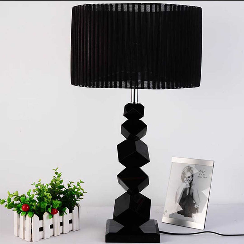 4X 55cm Black Metal And Fabric Table Lamp Drum Shade Small
