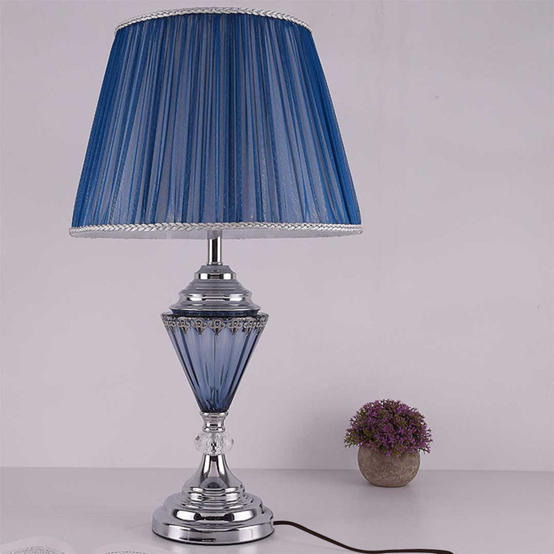 4X LED Metal And Fabric Table Lamp 36cm X 63cm Elegant Drum Warm Shade