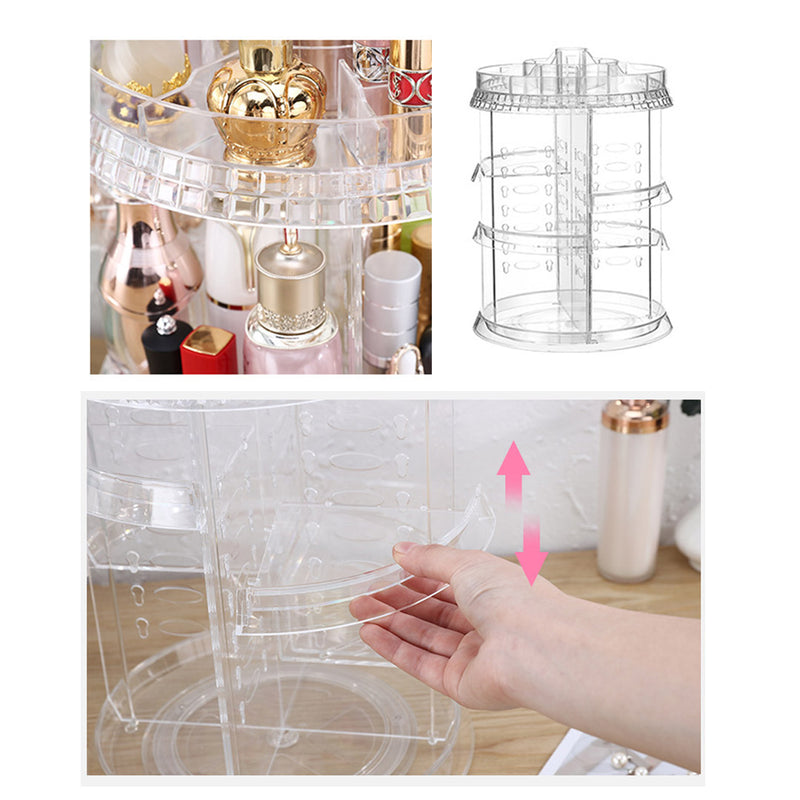 2X 360 Degree Rotating Makeup Organiser Plastic Holder Stand Transparent