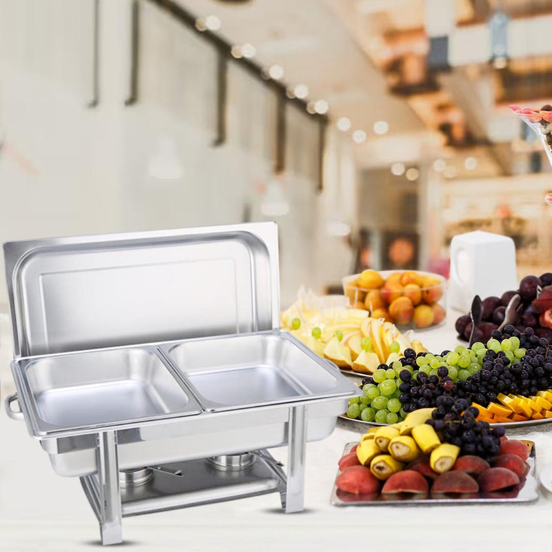 Stainless Steel Double Tray Catering Chafing Dish 2X4.5L Food Warmer Buffet