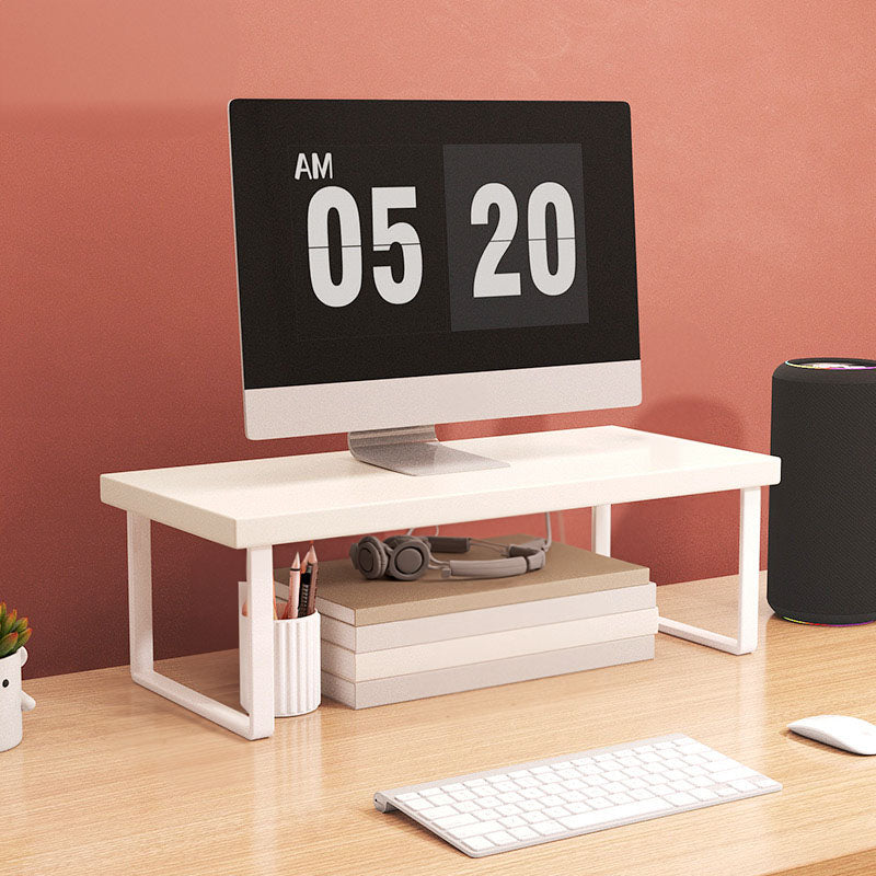 White Monitor Stand 50cm Ergonomic Elevated Desk Organizer Home Office Storage