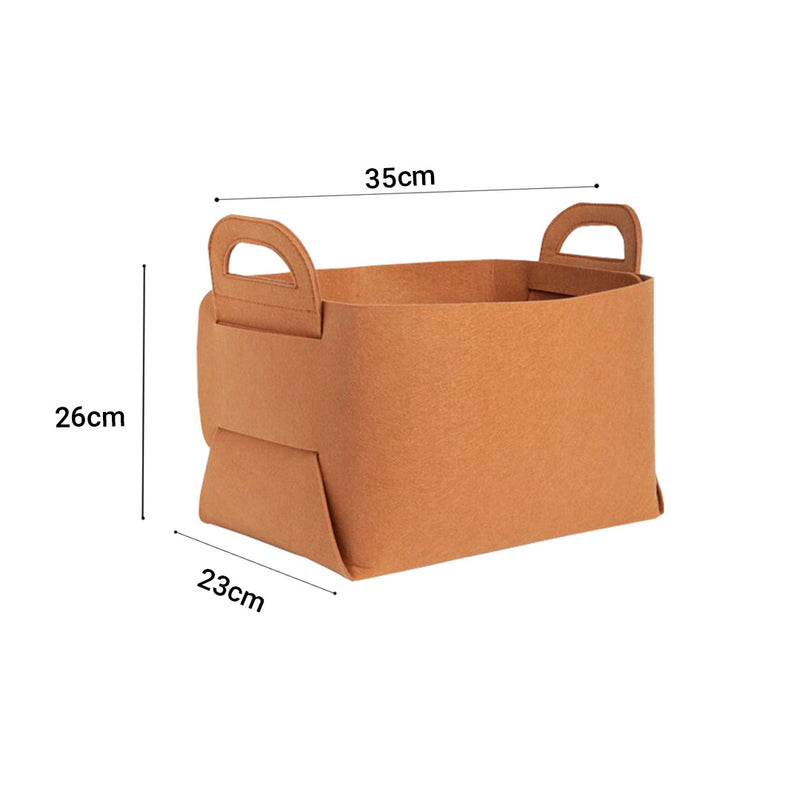 2X Large Felt Storage Bags 35x26x23cm Foldable Collapsible With Handles Coffee