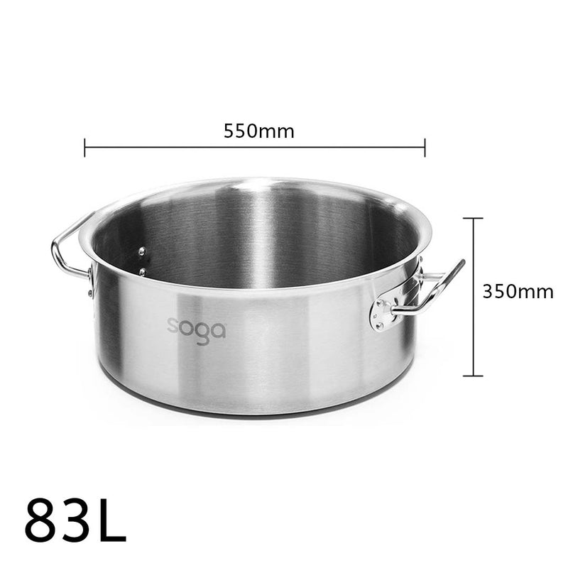 Stock Pot 83L Stainless Steel Heavy Duty Commercial Grade No Lid