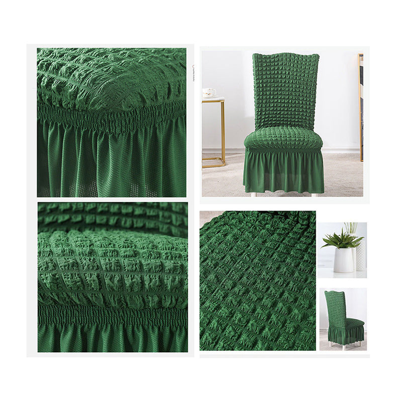 Chair Cover Polyester Dark Green Stretch Ruffle Skirt Fits Back 45 60cm