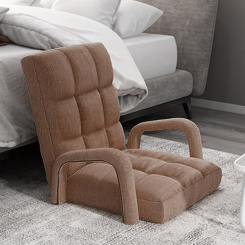 4X Foldable Linen Floor Recliner Chair 135x58x20cm 5 Position Armrest Coffee