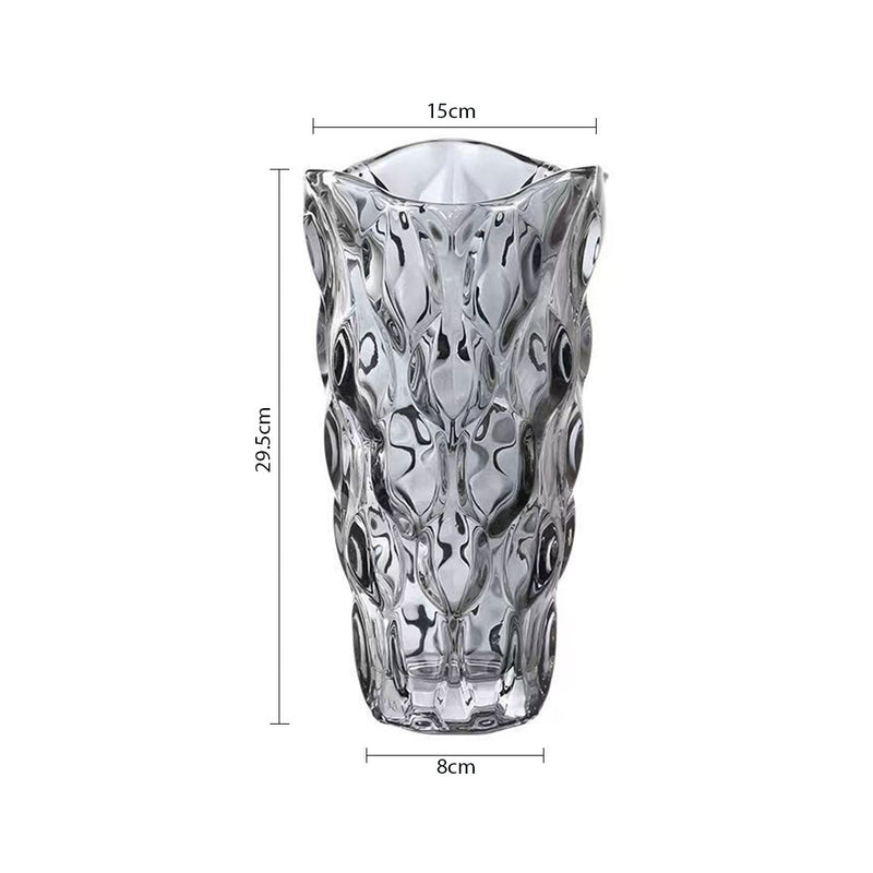 30cm Hand Blown Glass Tall Vase Grey Modern Thick Home Decor