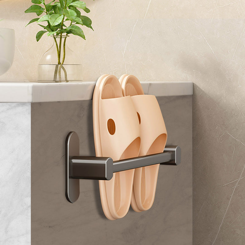 Wall Mounted Slipper Rack Aluminum Black Space Saving Waterproof 29cm