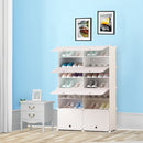 7 Tier 2 Column White Shoe Rack Organizer Dust-Free Stackable Storage Stand
