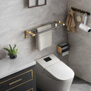 2X Wall Mounted Double Pole Towel Holder Aluminum Black Gold Bathroom Rack