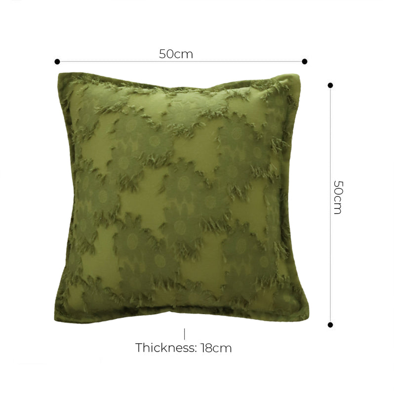 2X Green Throw Pillows 50x50x18cm Polyester Cotton Blend Soft Durable