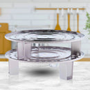 33L Stainless Steel Stockpot with Lid 2X Steamer Rack Insert Tray 35cm 34cm