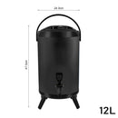 12L Stainless Steel Beverage Dispenser Insulated Hot Cold Drink Container Black