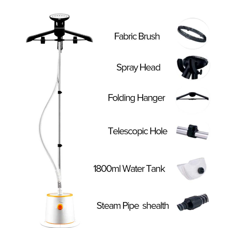 Garment Steamer Portable 1800W Dual Heat Telescopic Pole 1.5L Water Tank