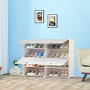 4 Tier 2 Column White Shoe Rack Organizer Durable Space Saving with Cover