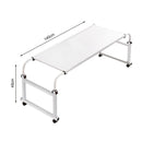 White Cross Bed Movable Desk Adjustable Height 65-95cm Length 140-230cm
