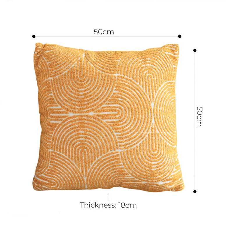 Throw Pillow Polyester Fiber Cotton Blend 50x50x18cm Plush Large Mustard Yellow