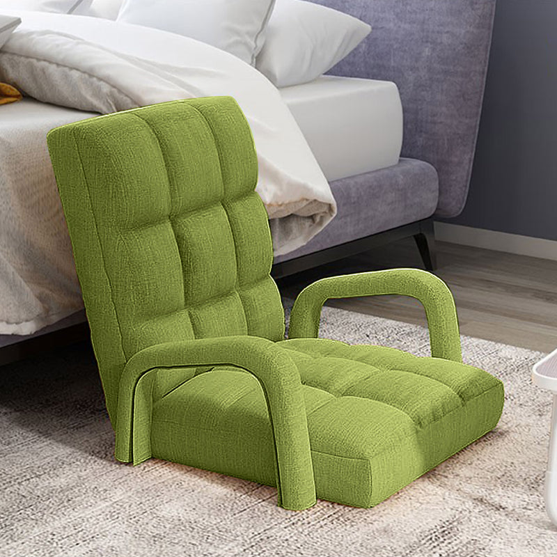 2X Foldable Adjustable Floor Recliner Chair With Armrest Yellow Green Linen