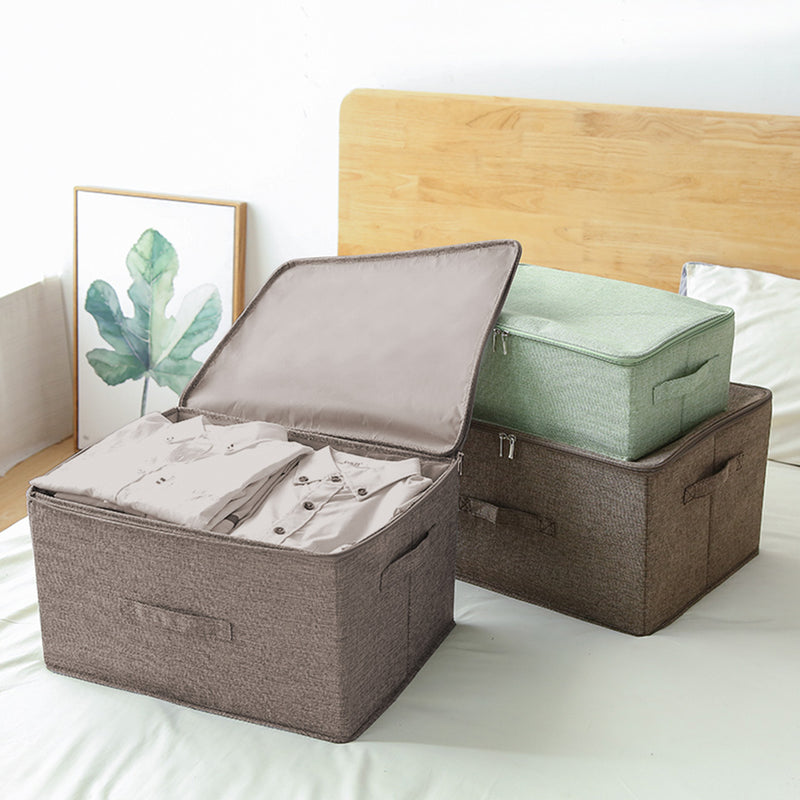 2X Large Foldable Storage Box 45cmx35cmx25cm Polyester Coffee Double Zipper