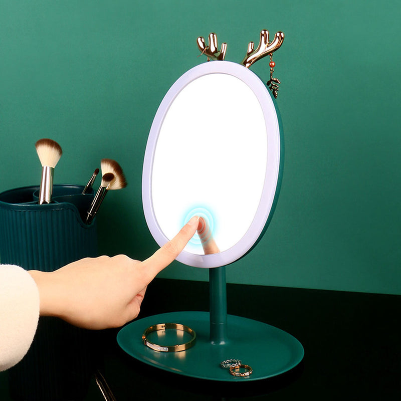 Green Antler Led Makeup Mirror Plastic Tabletop Vanity Adjustable Light