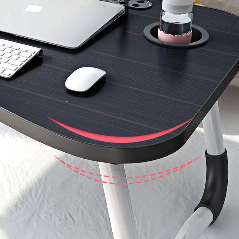 Portable Bed Table Mdf Aluminum Alloy Frame 60x40x28cm Foldable Cup Holder Black