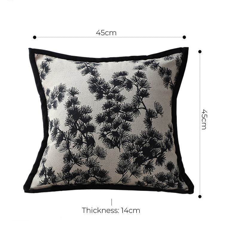 45x45x14cm Polyester Throw Pillow Square Black And White Wide Border