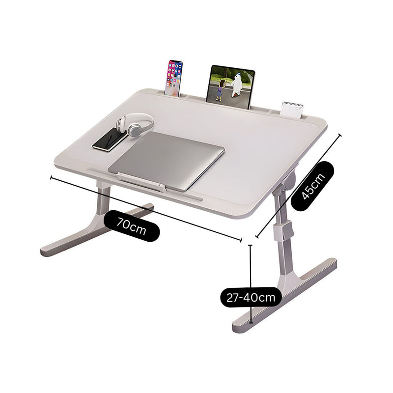 70X45cm White Portable Foldable Adjustable Laptop Bed Table with iPad Slot
