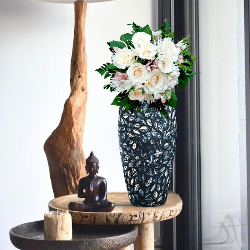 Ceramic Flower Vase 35x17cm Large Blue Elegant Living Room Decor