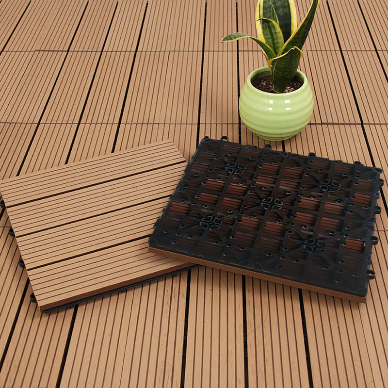 2X 11 pcs Wood Plastic Composite Decking Tiles 30x30x2.2cm Coffee Slip Resistant