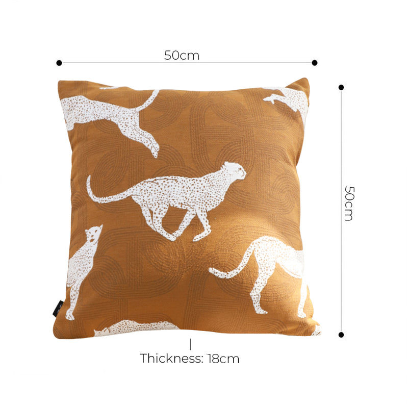 2X 50x50x18cm Throw Pillow Polyester Cotton Brown White Cheetah Print Soft Fill