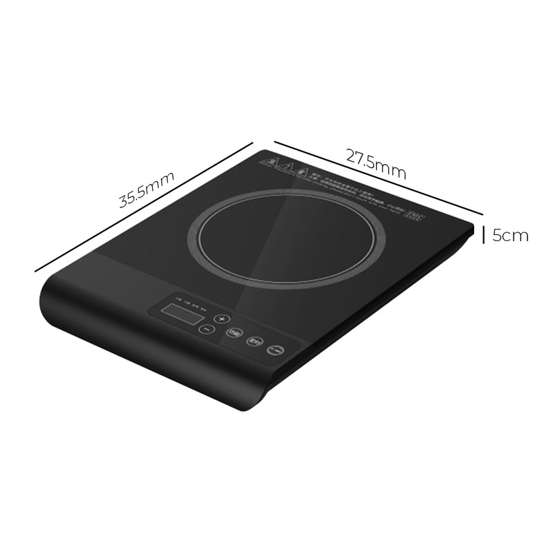 2X 35.5cm Induction Cooktop 2000W Portable Black Crystal Glass Led Display