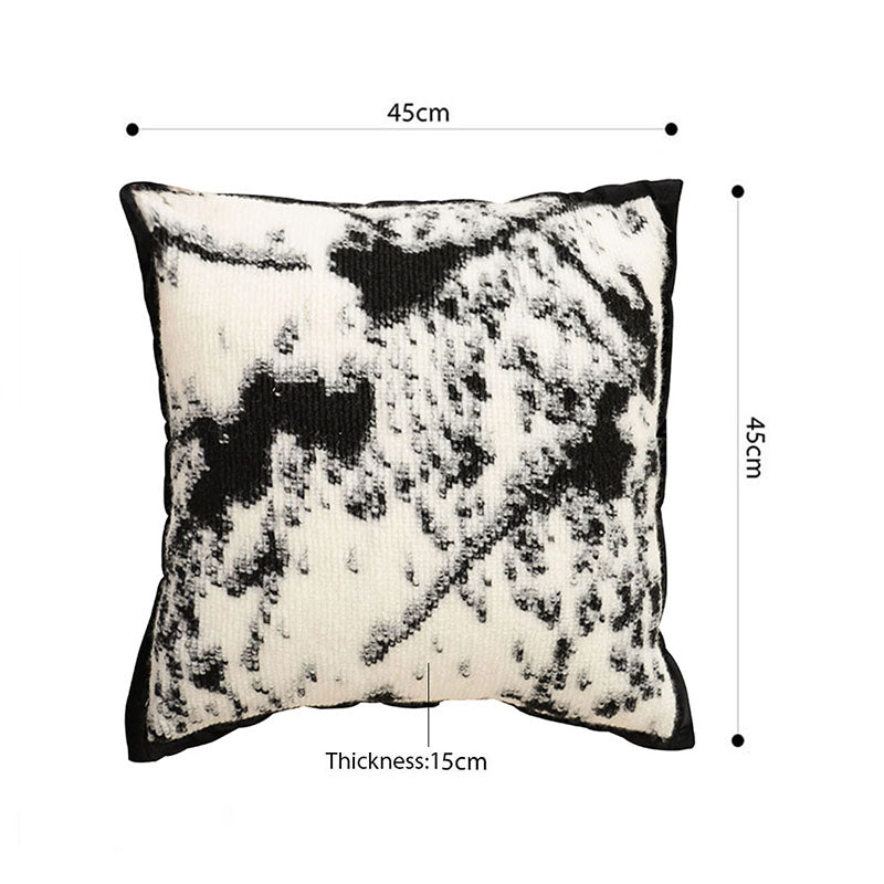 45cm Light Vintage Leopard Print Velvet Square Throw Pillow Black White