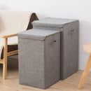 2X Grey Large Collapsible Laundry Hamper Foldable Canvas Basket Storage Organizer