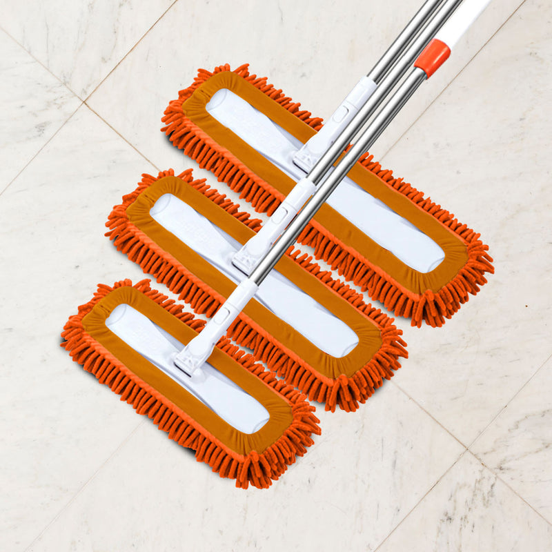 5X 80x12cm Orange Microfiber Flat Mop Cloth Covers Stainless Steel Pvc Chenille